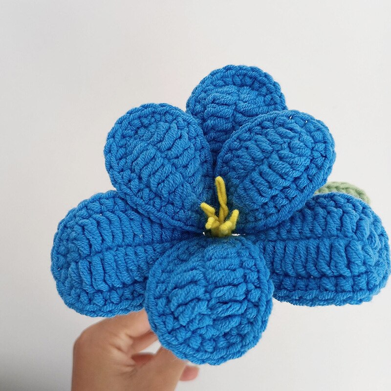 Finished Hand-Knitted Tulips Bouquet Handmade Crochet Fake Flowers for Home Decorate Handmade