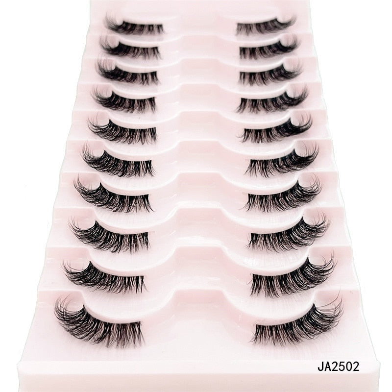 10 Pairs Mink Eyelashes Clear Band Eye Lashes Crisscross Transparent Band False Eyelashes Handmade Dramatic Lashes Upper Lashes