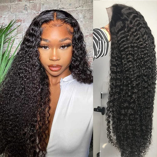 Kinky Curly Wig Synthetic Lace Front Wigs Lace Wig 180% Density Natural Black T Part Lace Frontal Wig With Baby Hair For Women