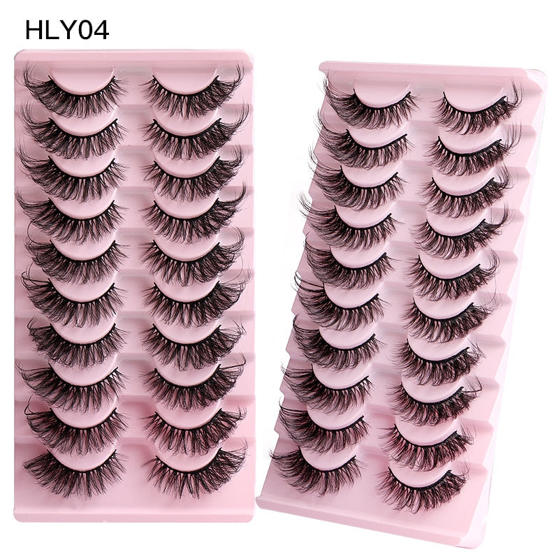 Cat Eye Lashes 10 Pairs Natural Fluffy Messy False Eyelashes Dramatic Tapered Foxy Faux Mink Lashes Cils