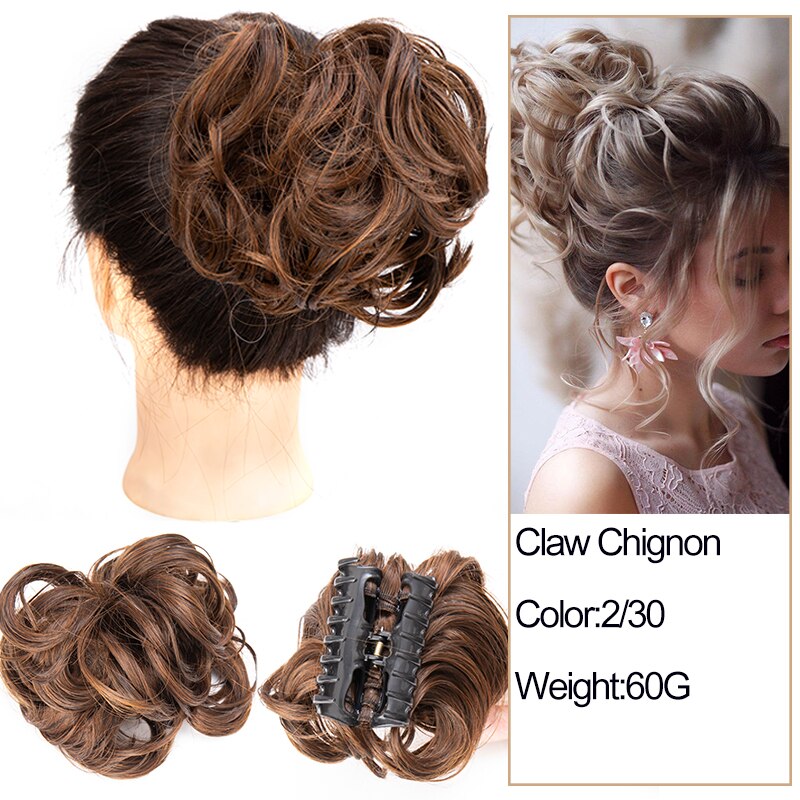 Synthetic Messy Chignon Scrunchies Natural Curly Hair Bun Pieces Fake False Hairpieces For Women Ponytail Extensions