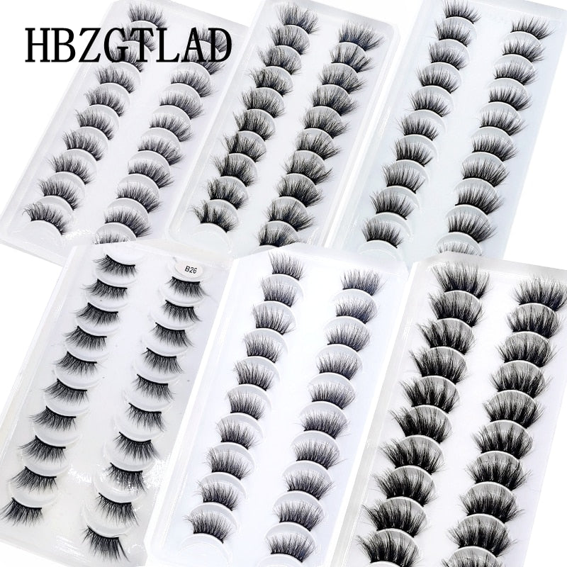 10 Pairs Crisscross Half Eye Lashes Natural False Eyelashes Handmade Faux 3D Mink Lashes Eyelash Extension