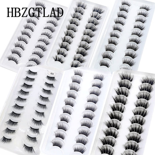 10 Pairs Crisscross Half Eye Lashes Natural False Eyelashes Handmade Faux 3D Mink Lashes Eyelash Extension