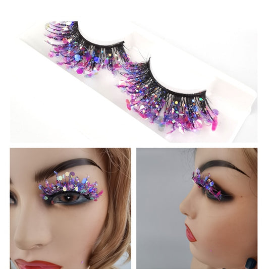 Unique Shining Colored Eyelashes Gold Pink Green Glitter Colorful False Eye Lashes Party Rainbow Cilias Dramatic Halloween