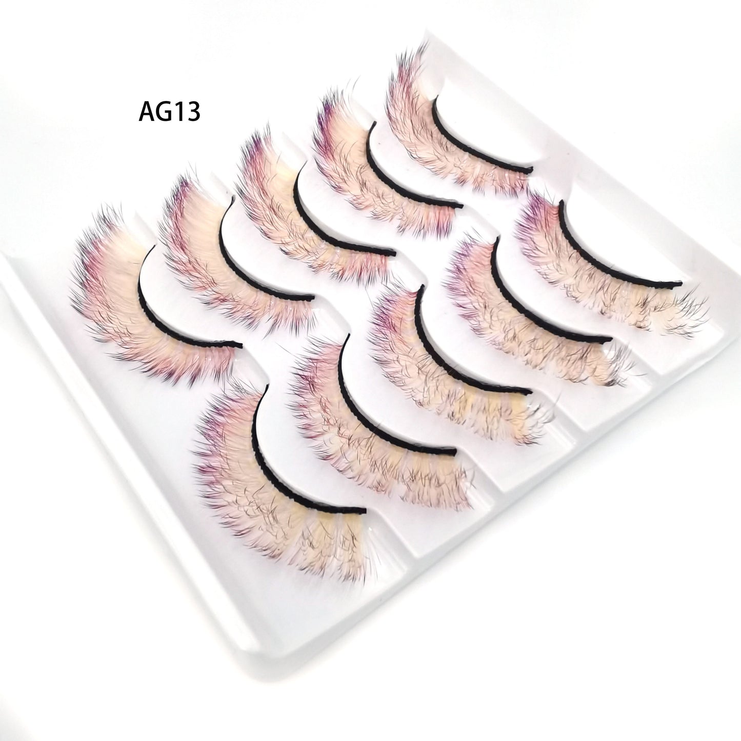 5 pairs 3D Mink Eyelashes Colorful 100% Mink Lashes Gradient Pink Blue Red White False Eyelashes Fluffy Soft Cilias