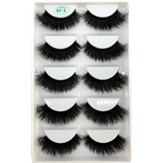 False Eyelashes Cat-Eye Fluffy Faux Mink Lashes 8D Wispy Lashes 5 Pairs Pack Dramatic Long Thick Volume Eyelashes