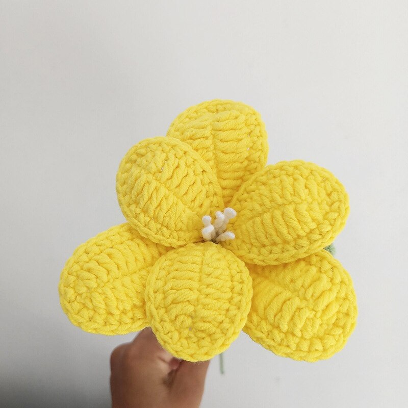 Finished Hand-Knitted Tulips Bouquet Handmade Crochet Fake Flowers for Home Decorate Handmade