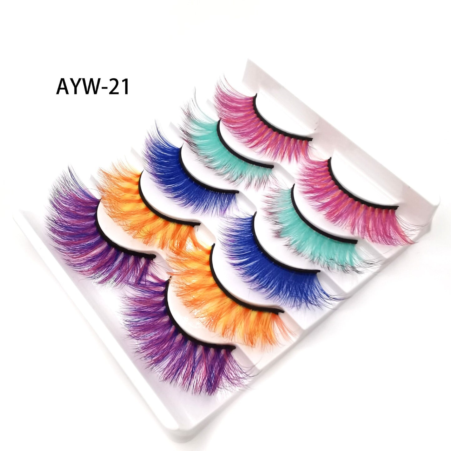 5 Pairs 3D White Mink Lashes Natural Long Thick Fluffy Colorful False Eyelashes Lash Extension