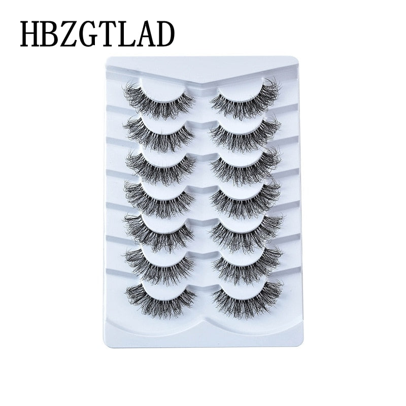 4/7 Pairs 3D Mink Lashes Natural Long Full Strip Lashes Transparent Short Mink EyeLashes Style False Eyelashes