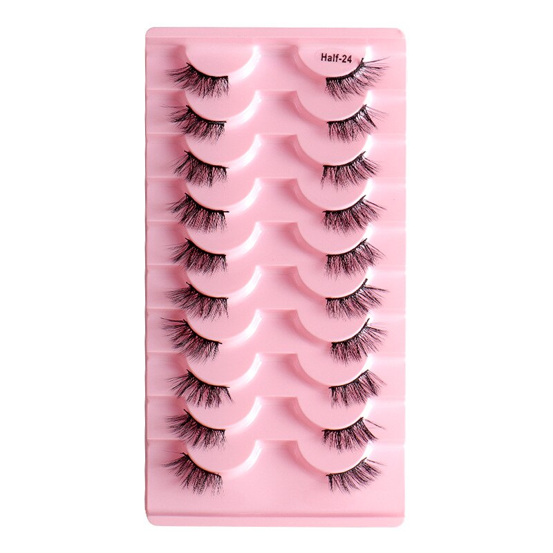 10pairs Half/full eye Mink Eyelashes Clear Band Eyelashes Crisscross Transparent Band False Eyelashes Dramatic Lashes Upper Lash
