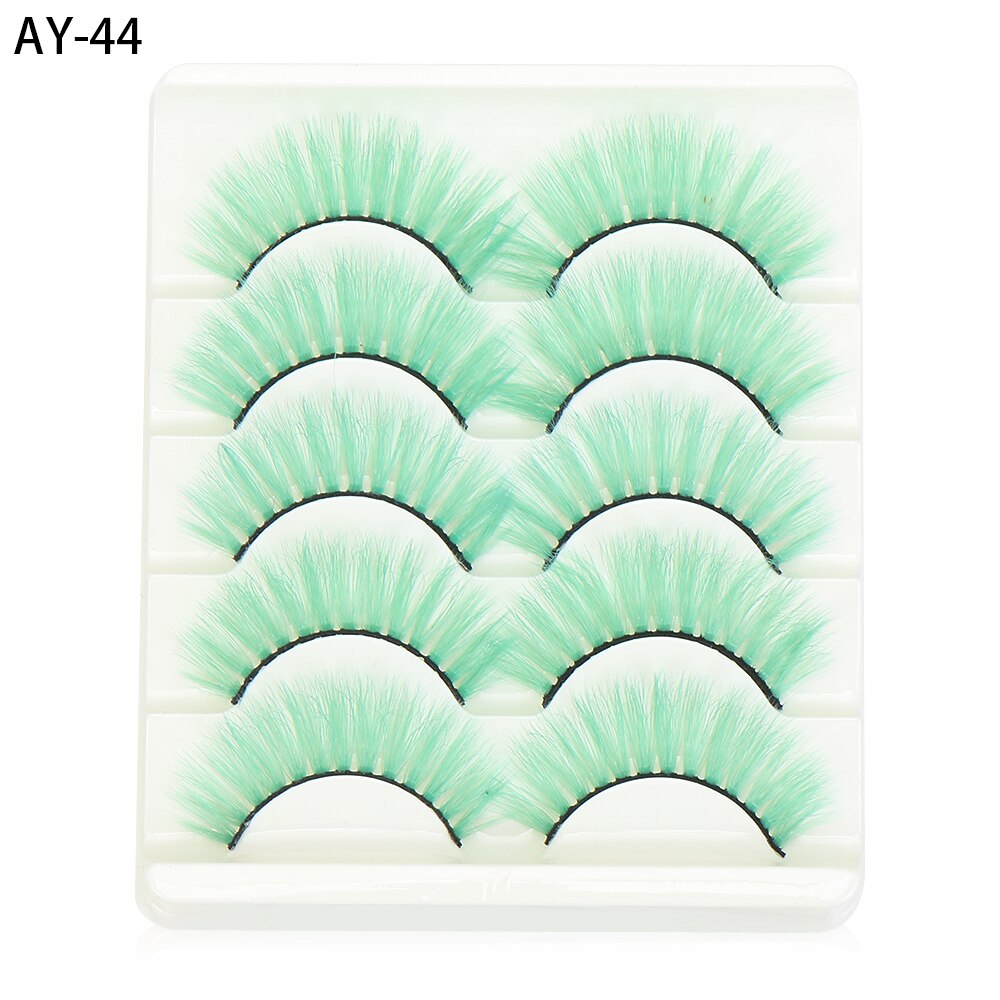 1/5Pairs Colored Eyelash 3D Mink Lashes Colorful Fake Eyelashes Faux Wispy Natural Eyelashes