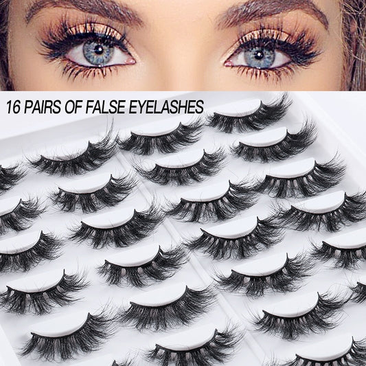 16 Pairs Mix False Eyelashes Thick Fluffy Fake Lashes Long 3d Mink Eyelashes Eyelash Extension Mink Eyelashes