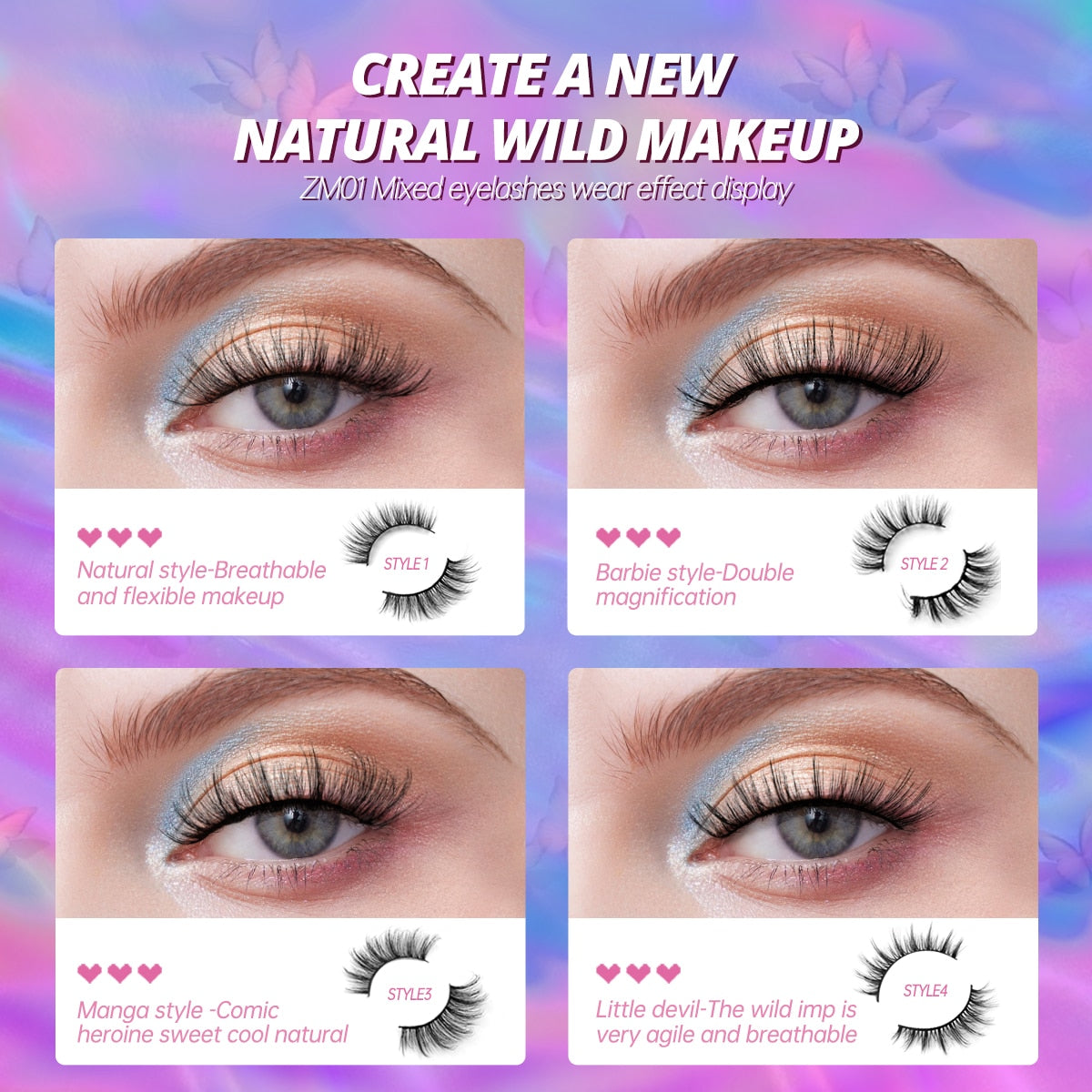 20 pairs Eyelashes Natural False Lashes 3D Manga Lashes y2k Winged Natural Realistic Cat Eye Eyelash Extension
