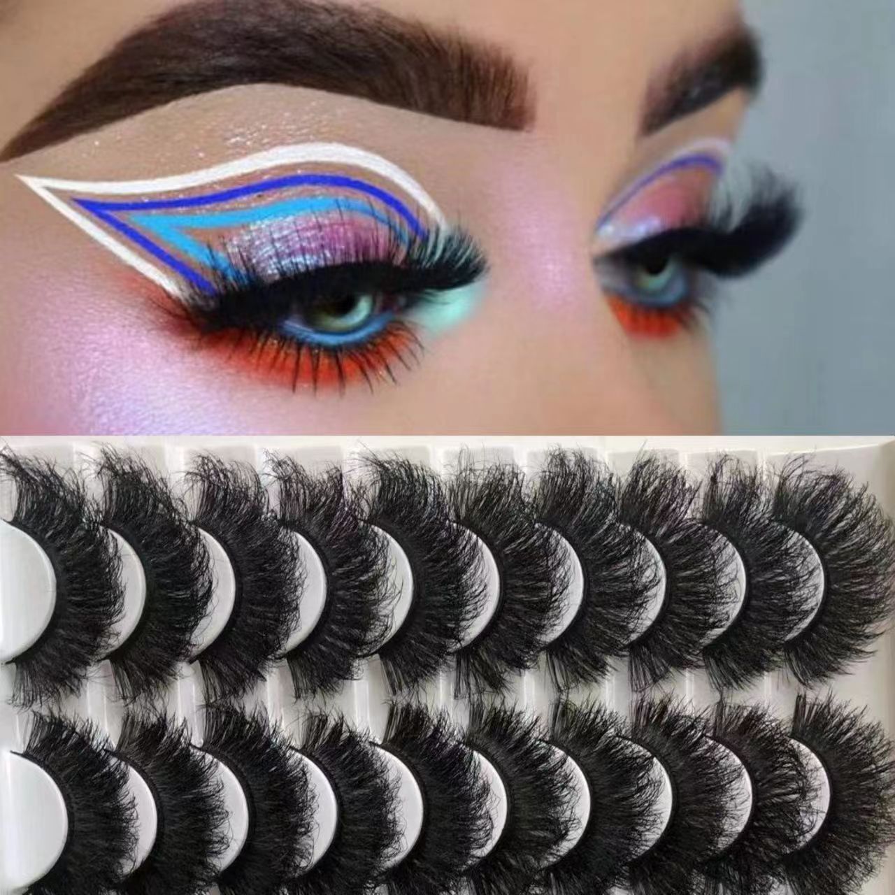 20Pairs 25mm 3D Mink Lashes Bulk Russian Volume Fluffy Natural False Eyelashes Thick Dramatic Mink Eyelashes