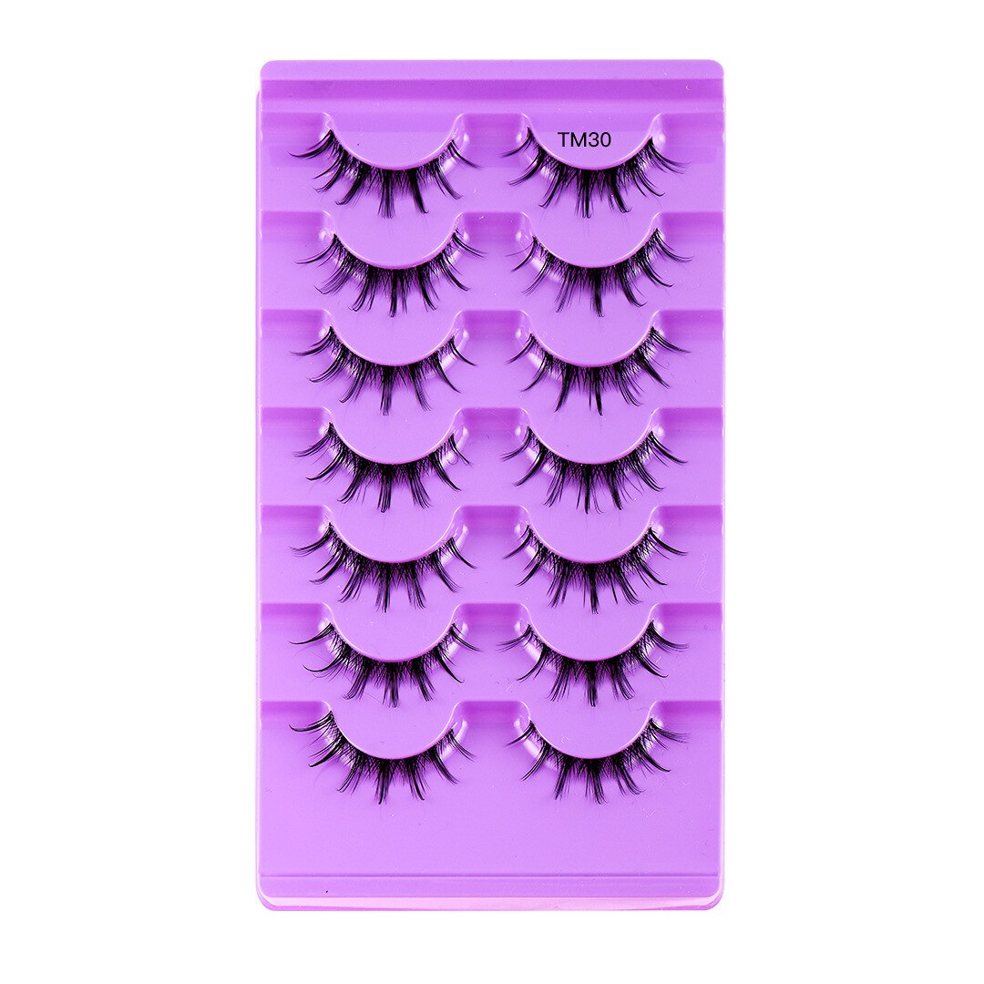 Cat Eye Lashes 7 Pairs Natural Fluffy Messy False Eyelashes Dramatic Invisible Band Foxy Faux Mink Lashes Faux Cils