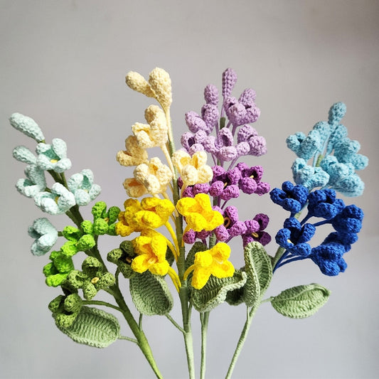 Crochet Lilac Flowers Multi-head Gradual Color Wool Yarn Crochet Flowers Home Decoration Simulation Gardening Decor