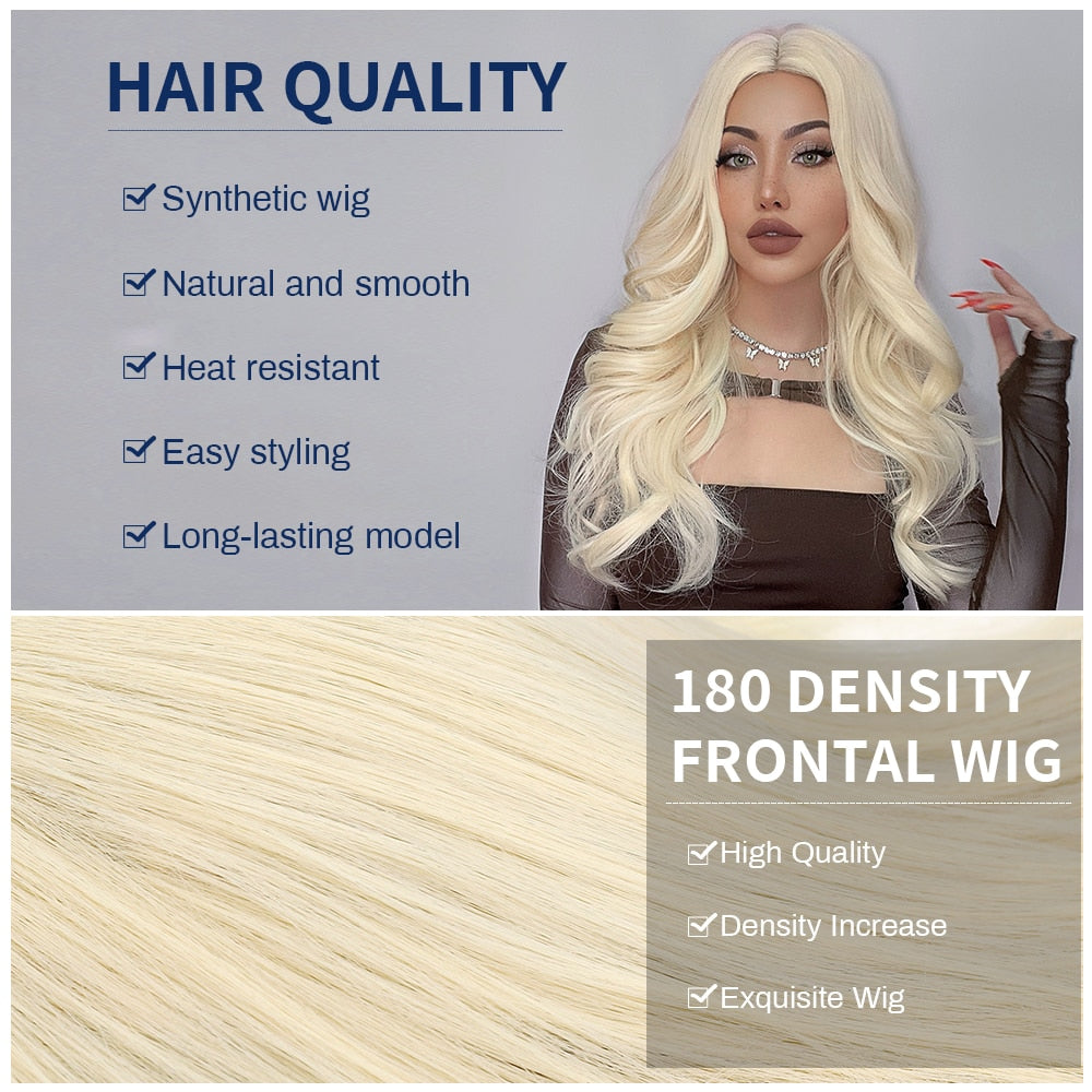 Blonde Synthetic Wig for Woman Long Body Wave Hair Cosplay Lolita Party Natural Heat Resistant Wigs Fiber Daily Hair