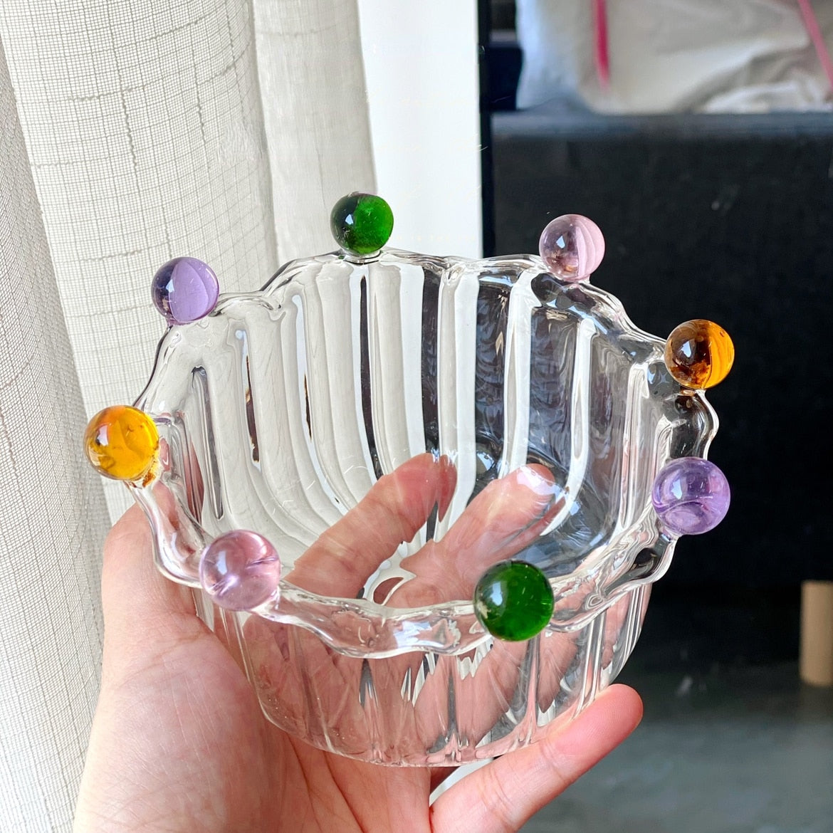 Crown Salad Bowl Cute Fruit Glass Bowl Snack Candy Cake Bowl Ice Cream Cup Home Decor