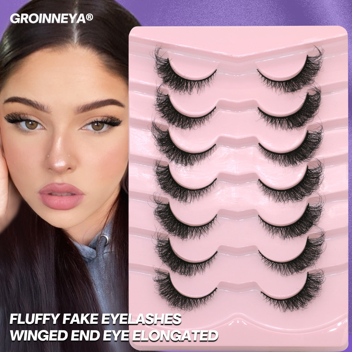Cat Eye Lashes Fluffy Volume Mink False Eyelashes Winged End Eye Elongated Eyelashes 3D Mink Lashes Thick Fake Eyelash