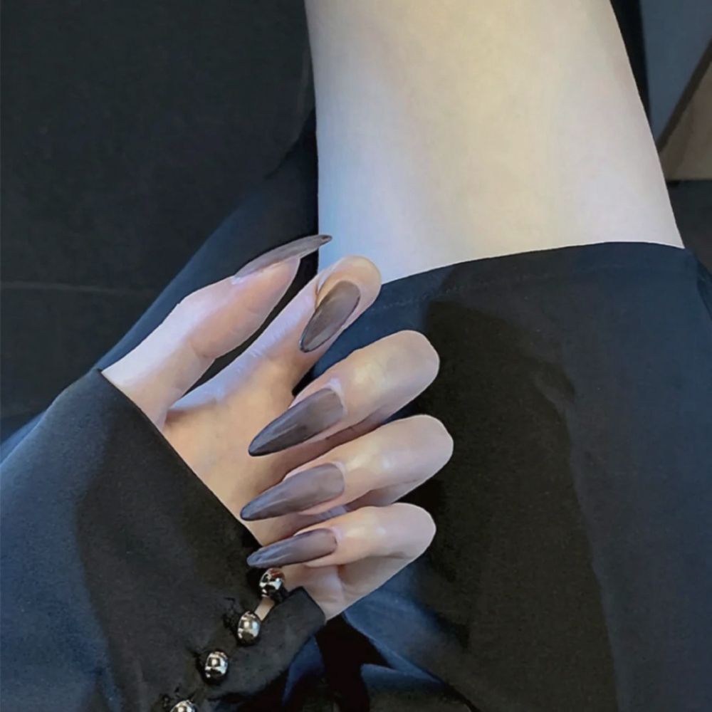 24pcs/Box Almond Long Pointy Head False Nails Wearable Stiletto Plum Blossom Fake Nails Full Cover Nail Tips Press On Nails