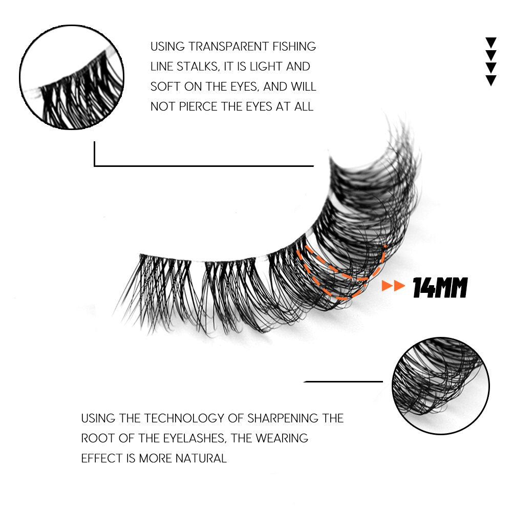 Clear Band Lashes Natural Look Wispy Mink Eyelashes Fluffy 16mm Cat Eye Lashes Pack 5D 10 Pairs Fake Eyelashes