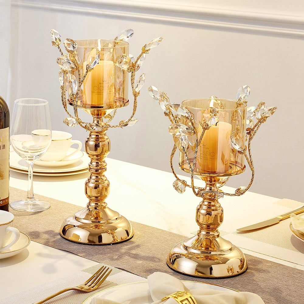 Golden Candle Holder Metal Candlestick Festival Wedding Dining Table Accessory  Home Decor