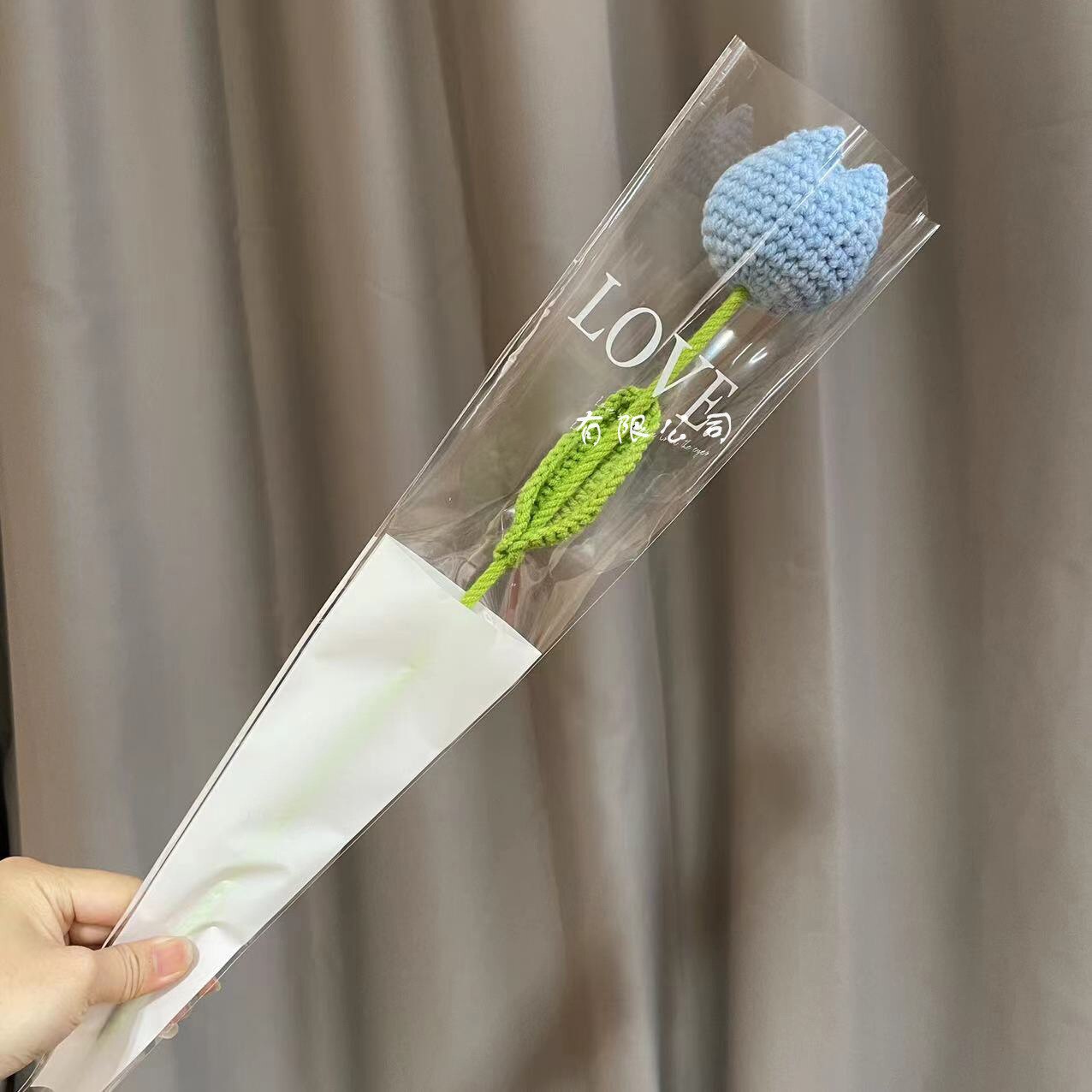 Knitting Flower Rose Carnation Fake Flowers Bouquet Decoration Hand-woven Home Table Decorate Creative Fake Flower Gifts