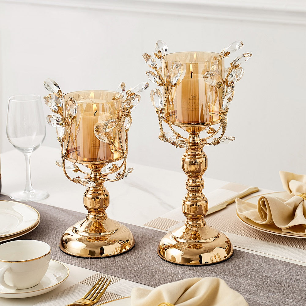 Golden Candle Holder Metal Candlestick Festival Wedding Dining Table Accessory  Home Decor