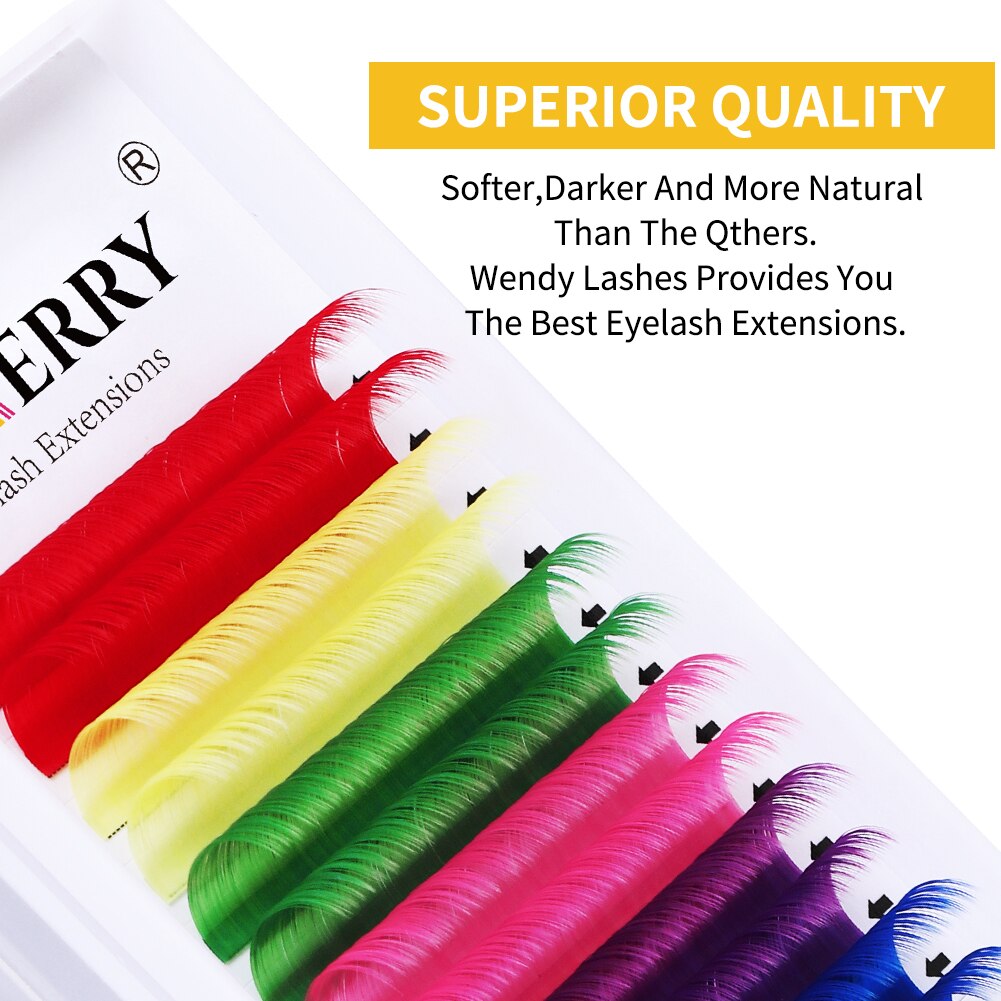 Colored Individual Eyelash Extension Green Red Pink Blue Faux Mink Rainbow Classic Eyelashes Natural Soft Colorful False Lashes