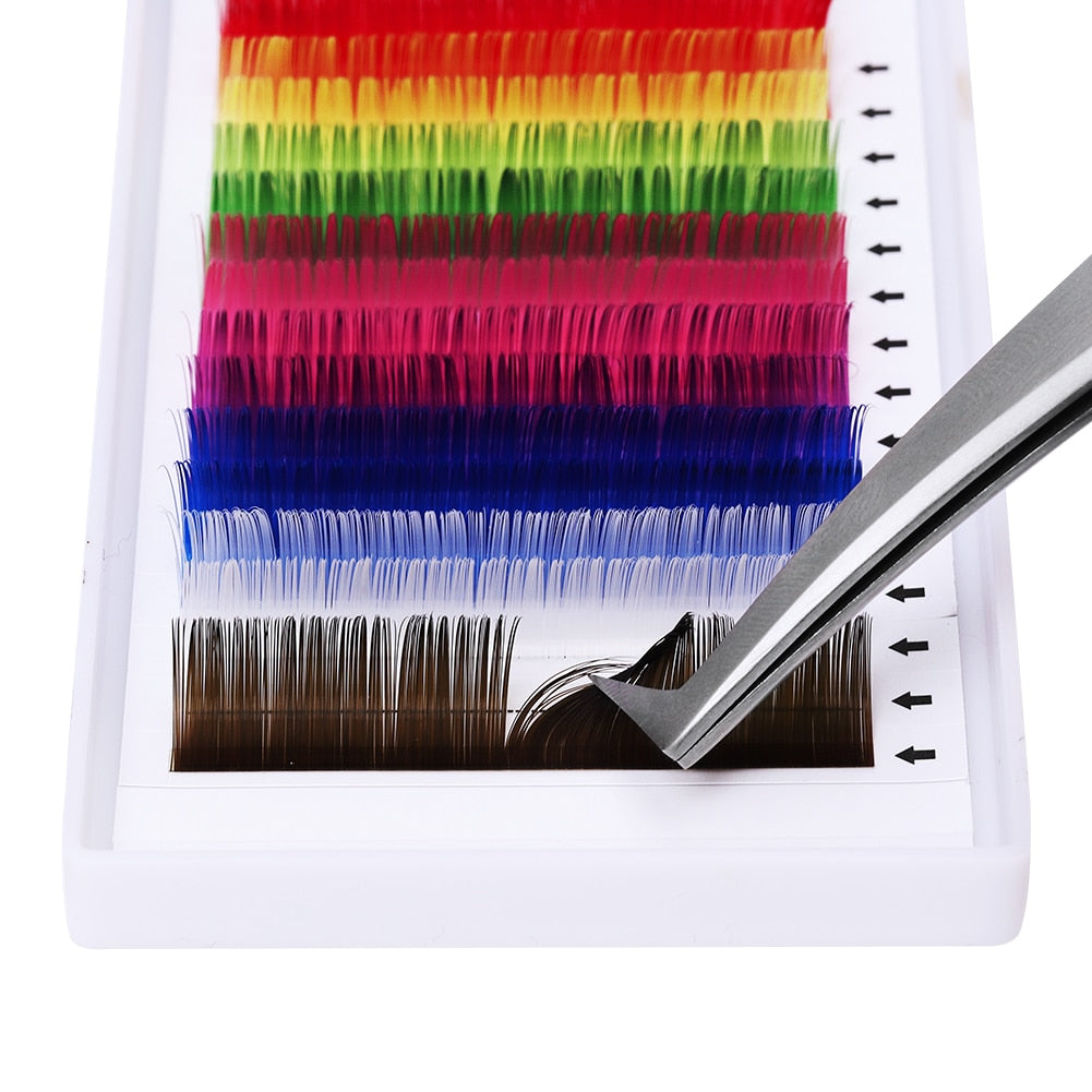 Colored Individual Eyelash Extension Green Red Pink Blue Faux Mink Rainbow Classic Eyelashes Natural Soft Colorful False Lashes