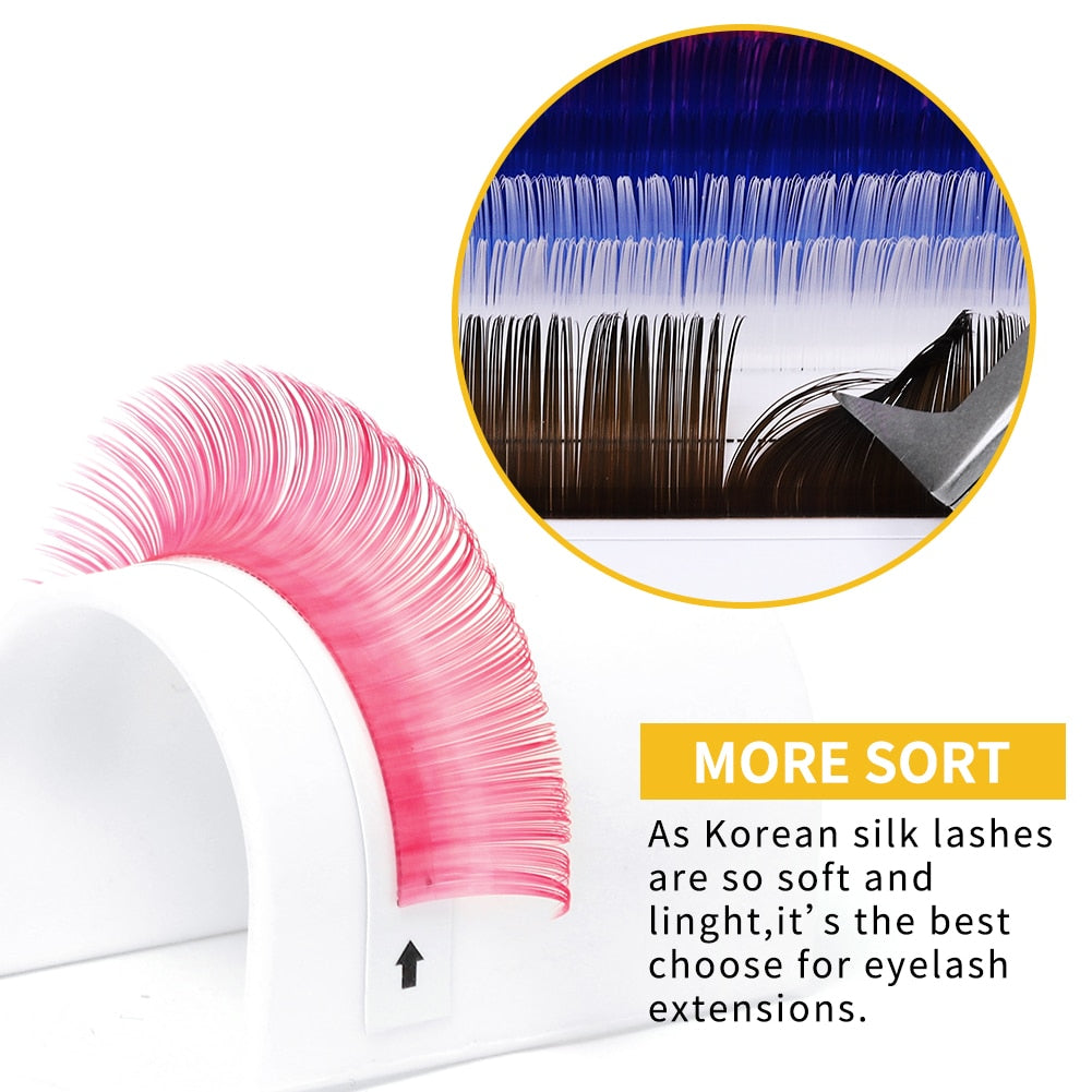 Colored Individual Eyelash Extension Green Red Pink Blue Faux Mink Rainbow Classic Eyelashes Natural Soft Colorful False Lashes