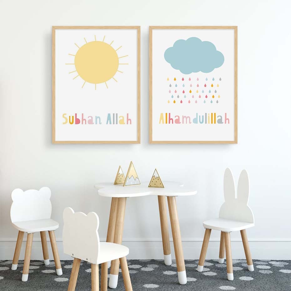 Pictures Rainbow Cloud Nursery Decor Canvas Painting Wall Art Poster and Print Kids Room Home Decor