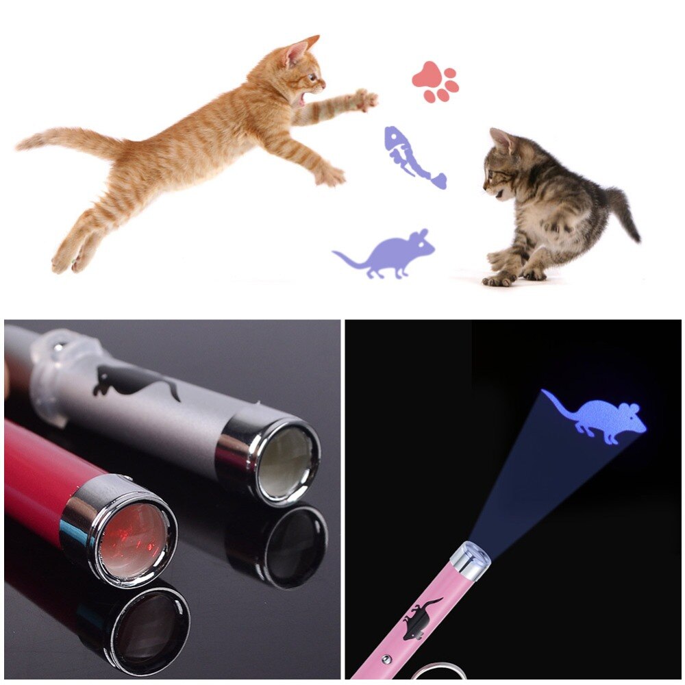 Portable Cat Laser Pointer Toys Training Interactive Cat Magnet with Bright Footprints Fish Mice