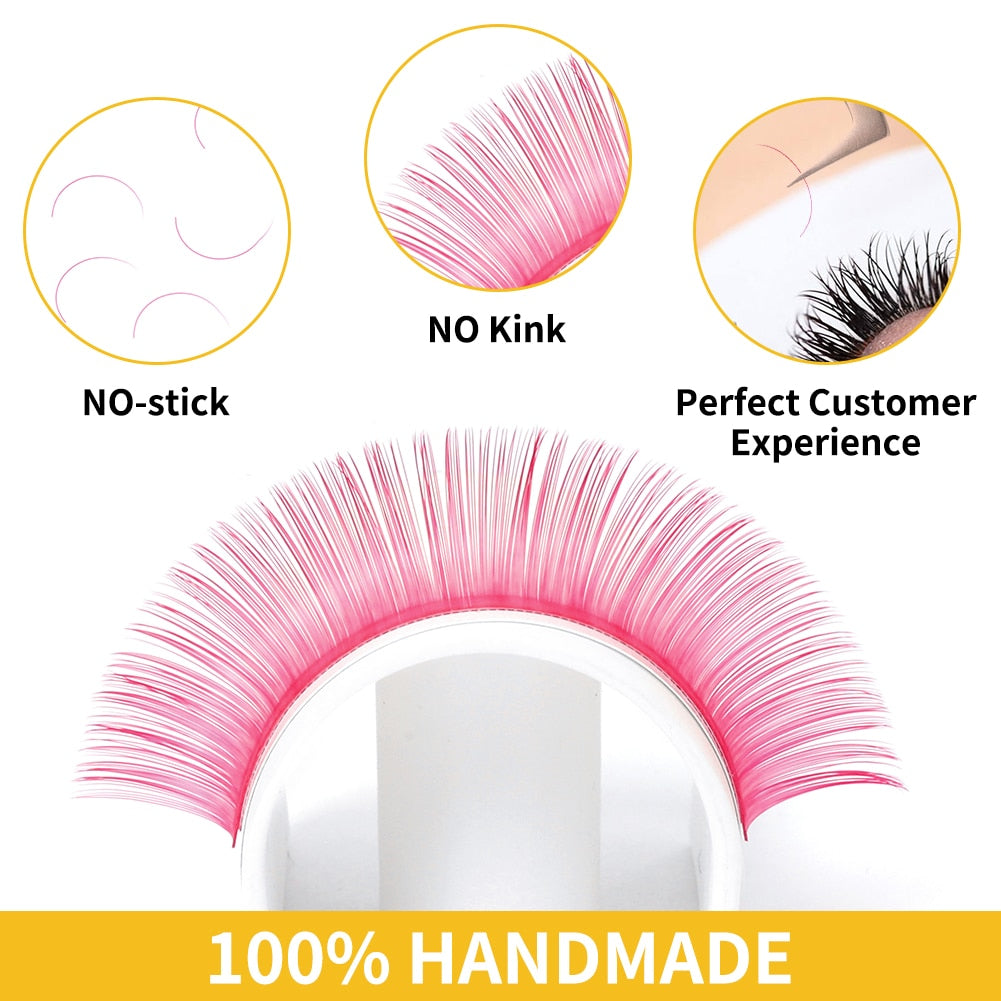 Colored Individual Eyelash Extension Green Red Pink Blue Faux Mink Rainbow Classic Eyelashes Natural Soft Colorful False Lashes