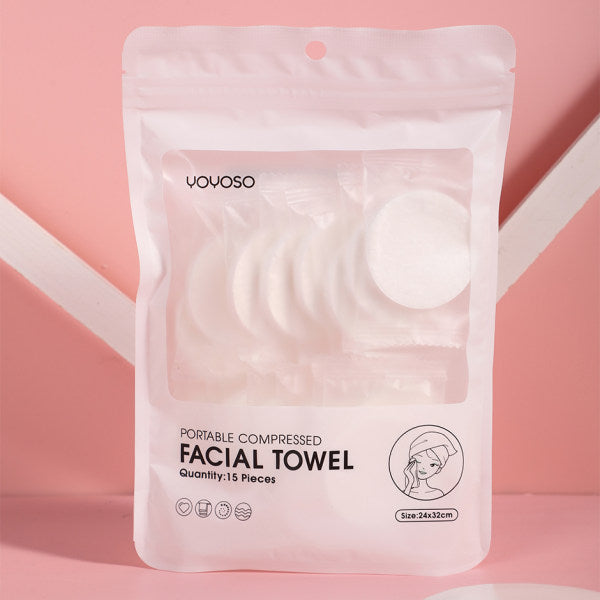 EF lined Thick Portable Compressed Facial Towel 15 Pieces